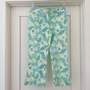 Lilly Pulitzer Crab Print Cropped Pants Blue Green Beach Resort Preppy 4